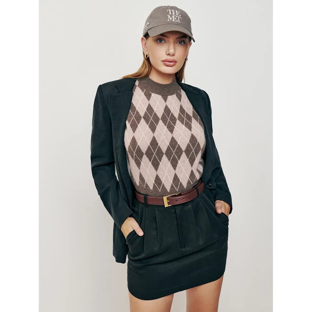 REFORMATION Banks Skirt Women’s 4 Navy Mini Pinstripe Suiting Menswear Tailored